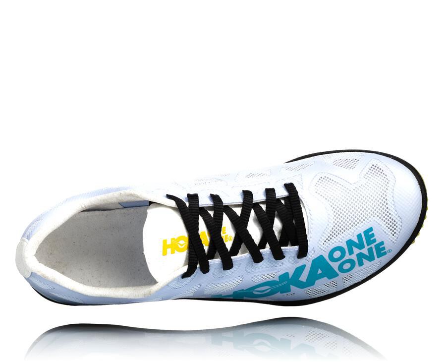 Hoka One One Çivili Koşu Ayakkabısı Erkek Beyaz/Mavi - Rocket X - XW5948263